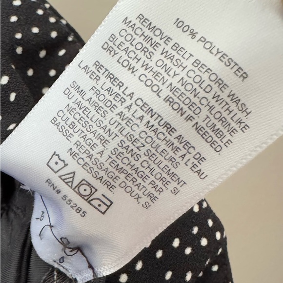 EXPRESS BLACK AND WHITE POLKA DOT ANKLE HIGH-RISE BELTED DRESS PANTS SIZE 00 - Picture 9 of 9